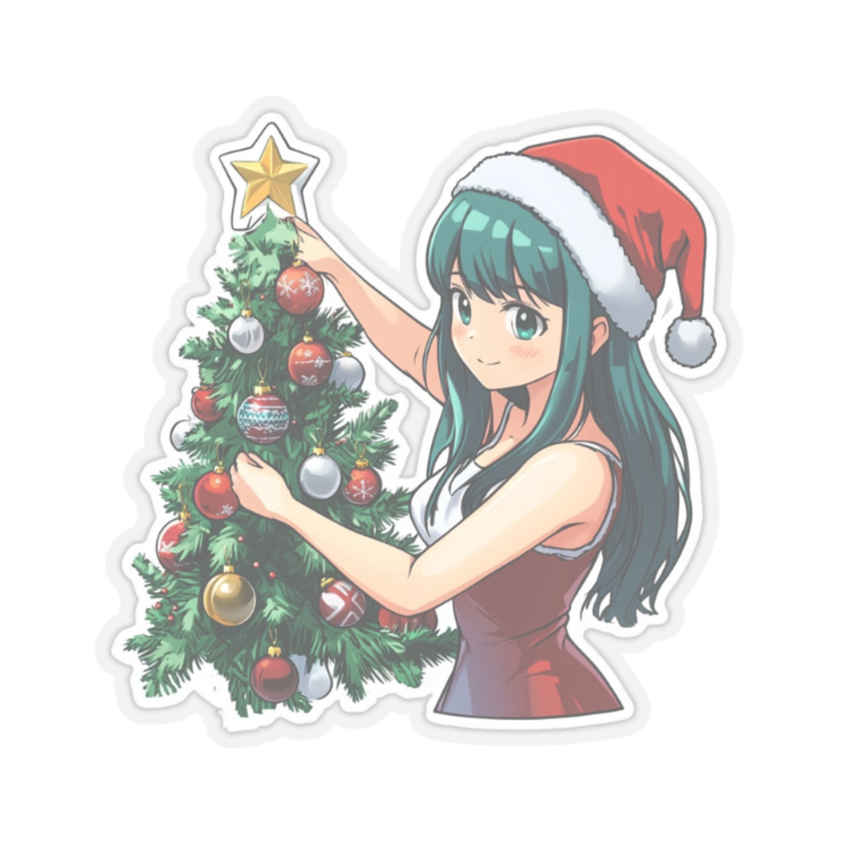 Festive Christmas Tree Kiss-Cut Stickers for Holiday Cheer