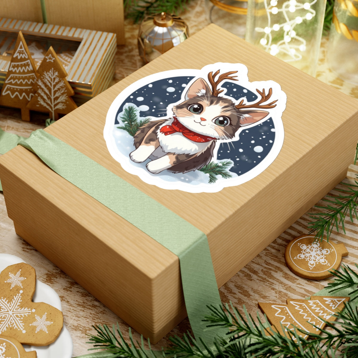 Cute Holiday Cat Stickers | Kiss-Cut Winter Stickers for Cat Lovers