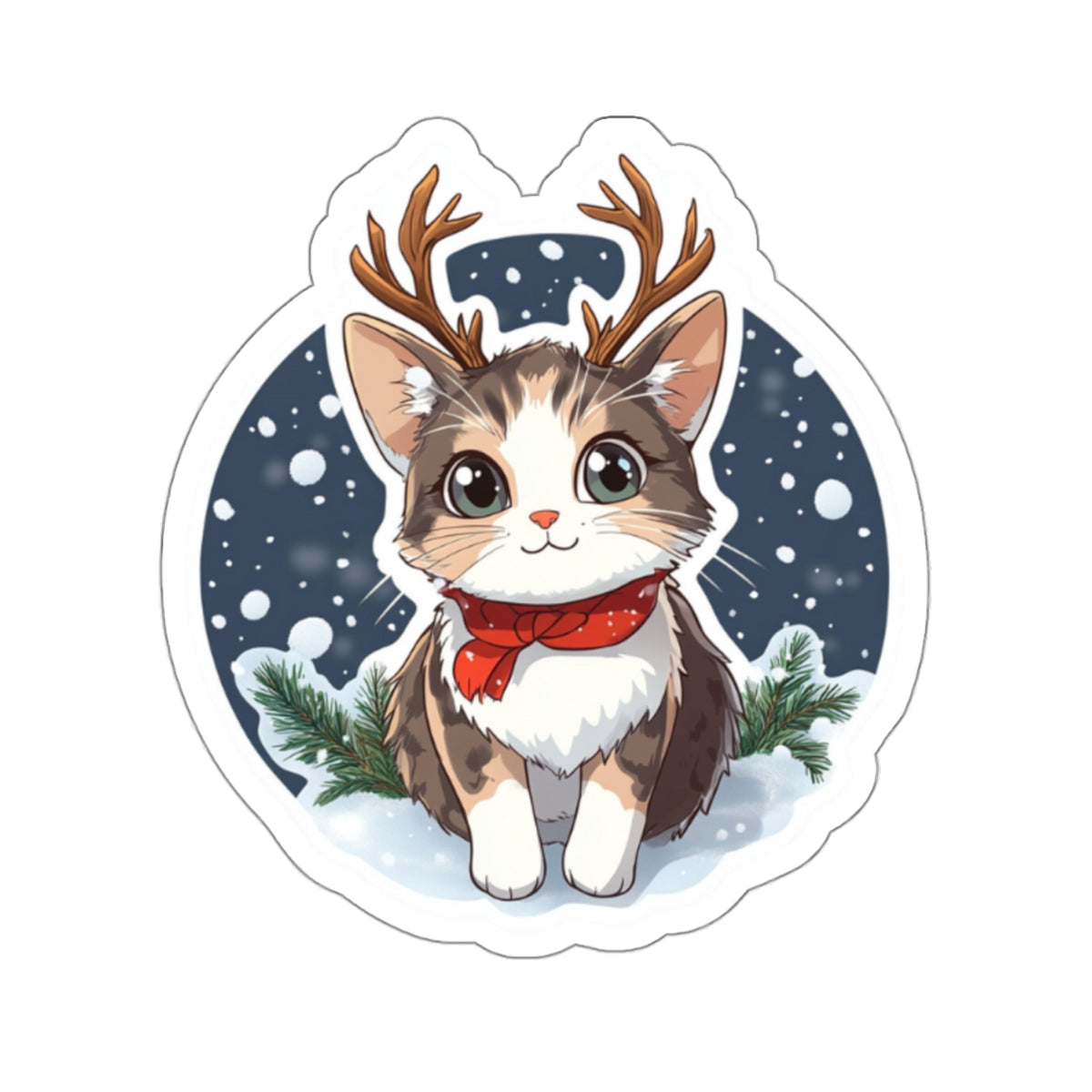 Cute Holiday Cat Stickers | Kiss-Cut Winter Stickers for Cat Lovers