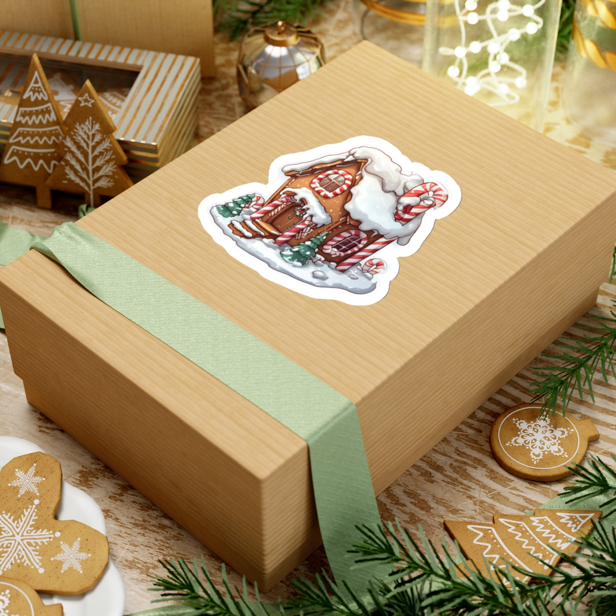 Festive Gingerbread House Kiss-Cut Stickers | Holiday Decor for Laptops and Gifts