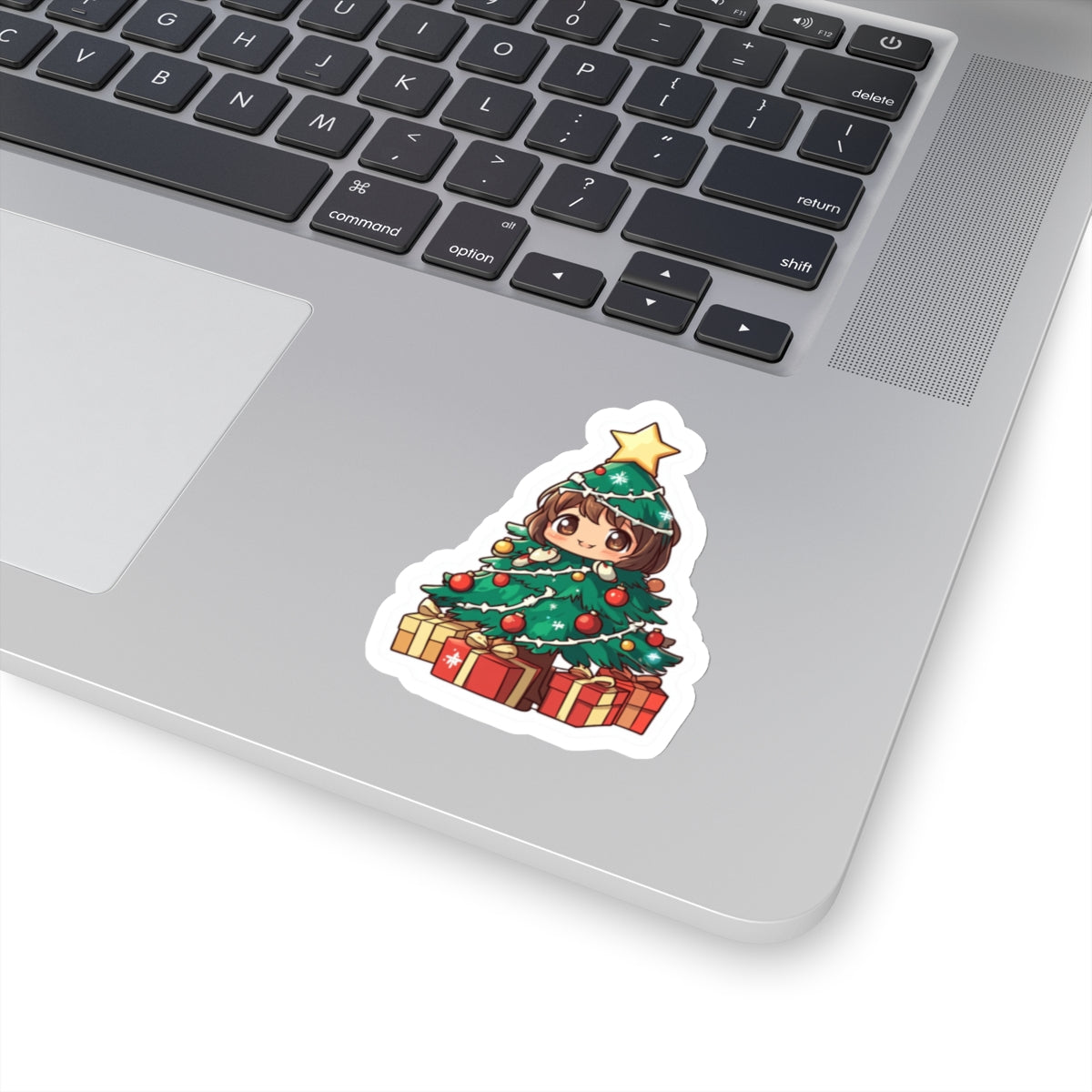 Cute Christmas Tree Girl Kiss-Cut Stickers - Festive Holiday Decor for Laptop, Water Bottle, and Gifts