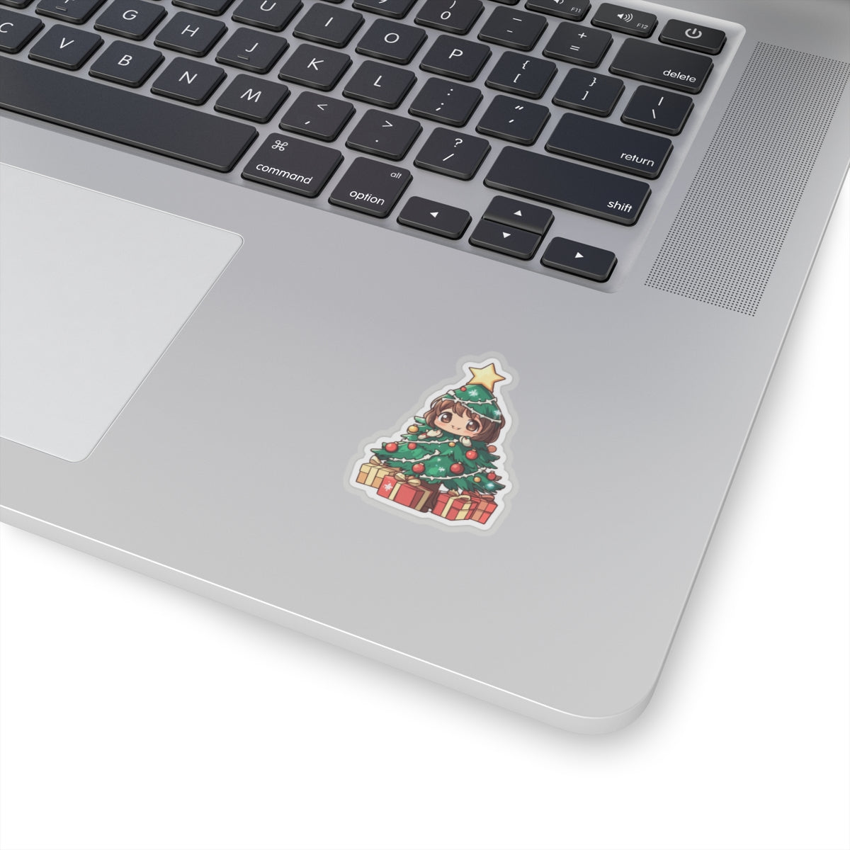 Cute Christmas Tree Girl Kiss-Cut Stickers - Festive Holiday Decor for Laptop, Water Bottle, and Gifts