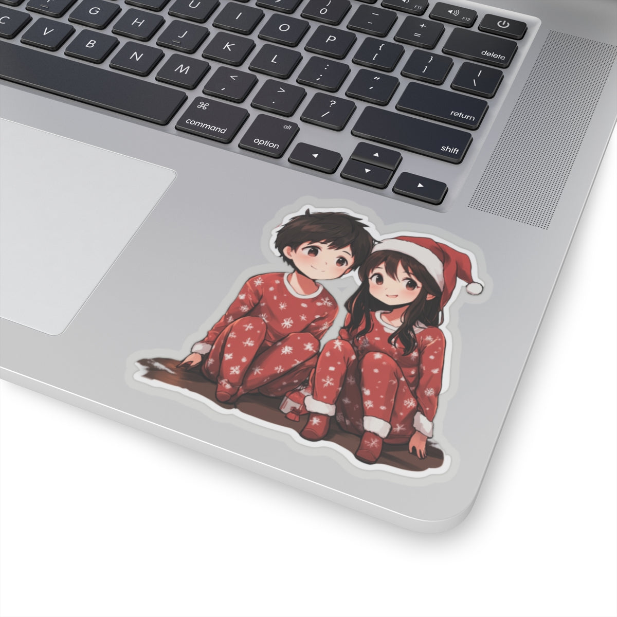 Cute Holiday Pajama Kiss-Cut Stickers - Festive Couple Design for Gifts and Decor