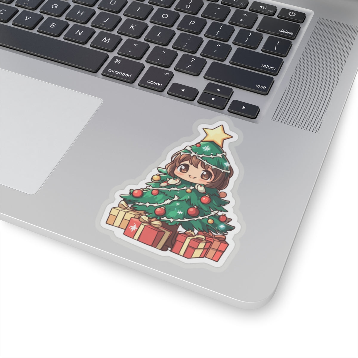 Cute Christmas Tree Girl Kiss-Cut Stickers - Festive Holiday Decor for Laptop, Water Bottle, and Gifts