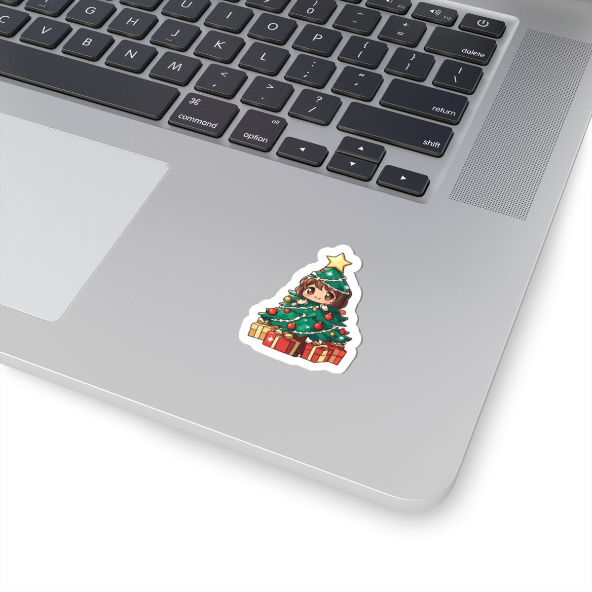 Cute Christmas Tree Girl Kiss-Cut Stickers - Festive Holiday Decor for Laptop, Water Bottle, and Gifts