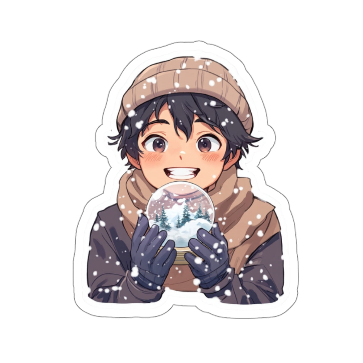 Winter Magic Kiss-Cut Stickers - Cozy Snow Globe Design for Seasonal Cheer