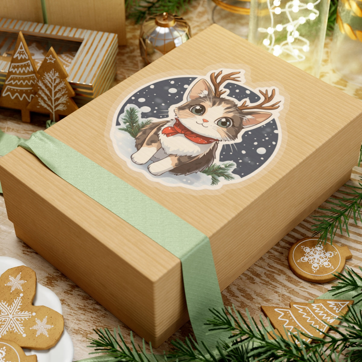 Cute Holiday Cat Stickers | Kiss-Cut Winter Stickers for Cat Lovers