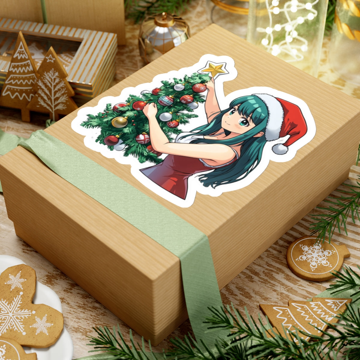 Festive Christmas Tree Kiss-Cut Stickers for Holiday Cheer