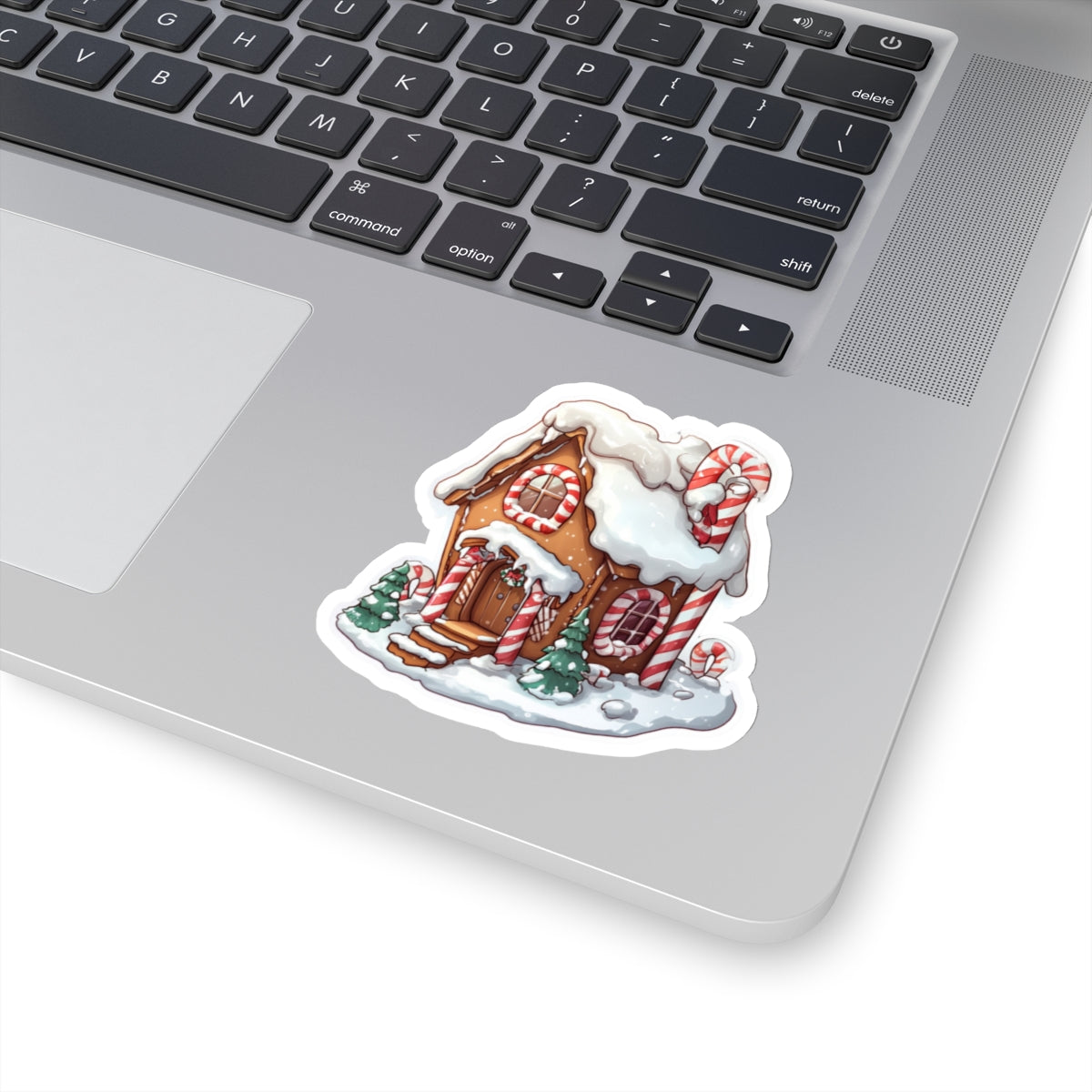 Festive Gingerbread House Kiss-Cut Stickers | Holiday Decor for Laptops and Gifts