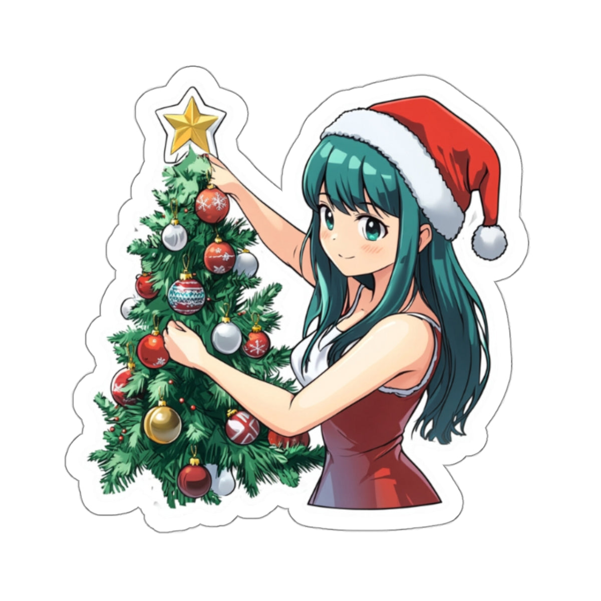 Festive Christmas Tree Kiss-Cut Stickers for Holiday Cheer