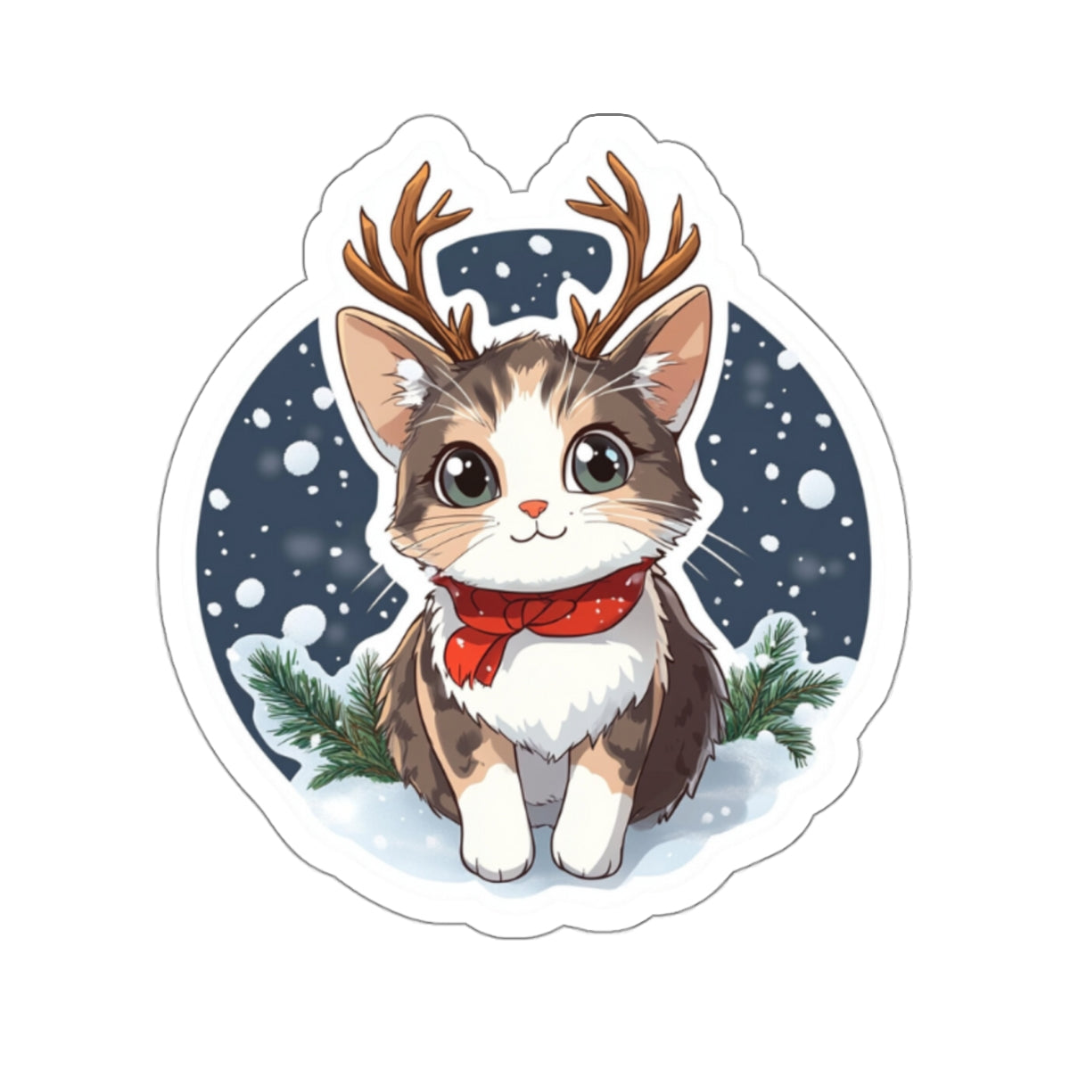 Cute Holiday Cat Stickers | Kiss-Cut Winter Stickers for Cat Lovers