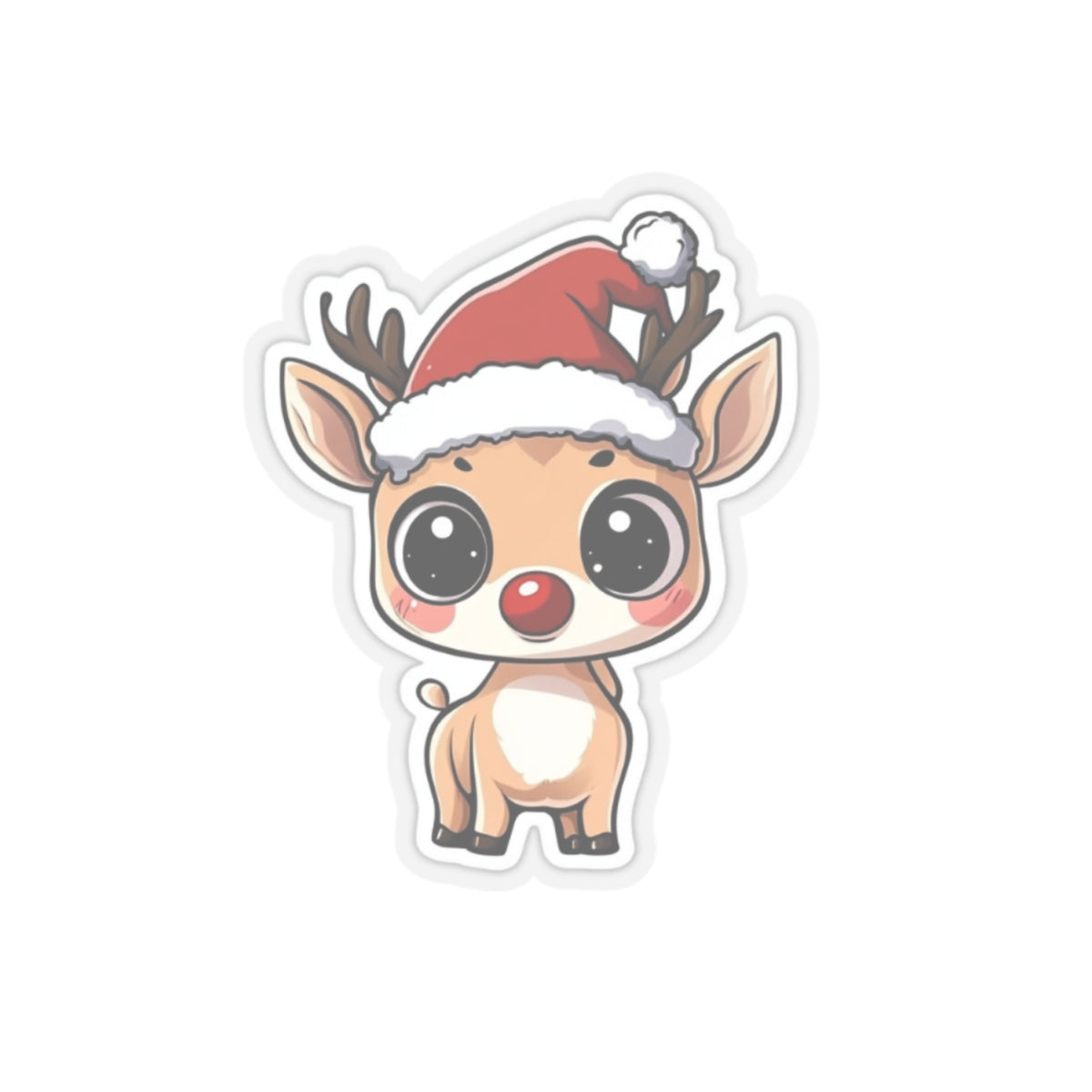 Cute Christmas Reindeer Kiss-Cut Sticker | Holiday Decor for Laptops & Gifts