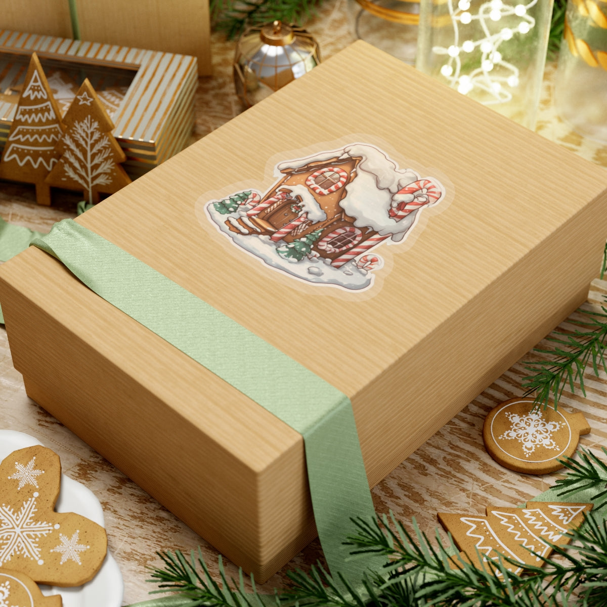 Festive Gingerbread House Kiss-Cut Stickers | Holiday Decor for Laptops and Gifts