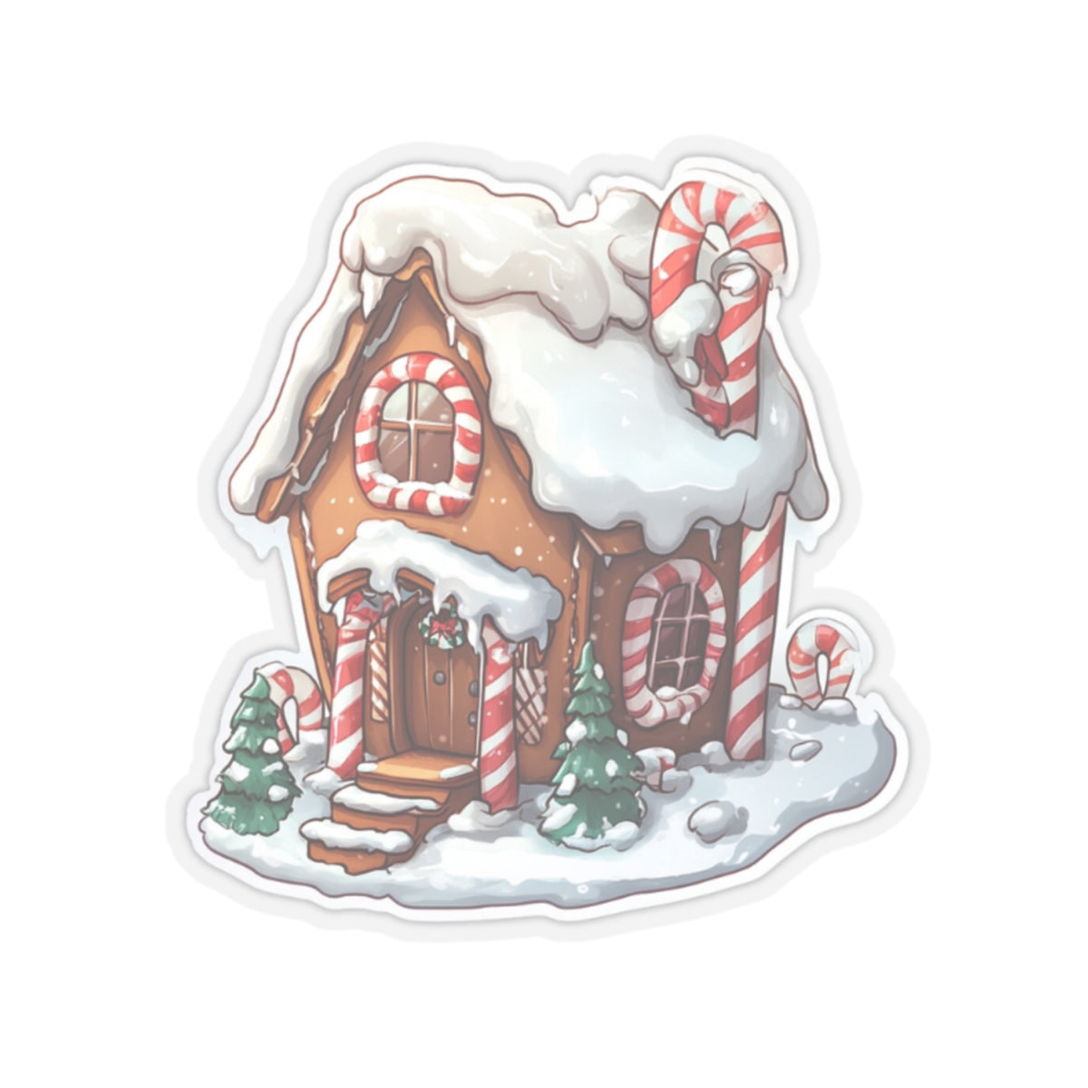 Festive Gingerbread House Kiss-Cut Stickers | Holiday Decor for Laptops and Gifts