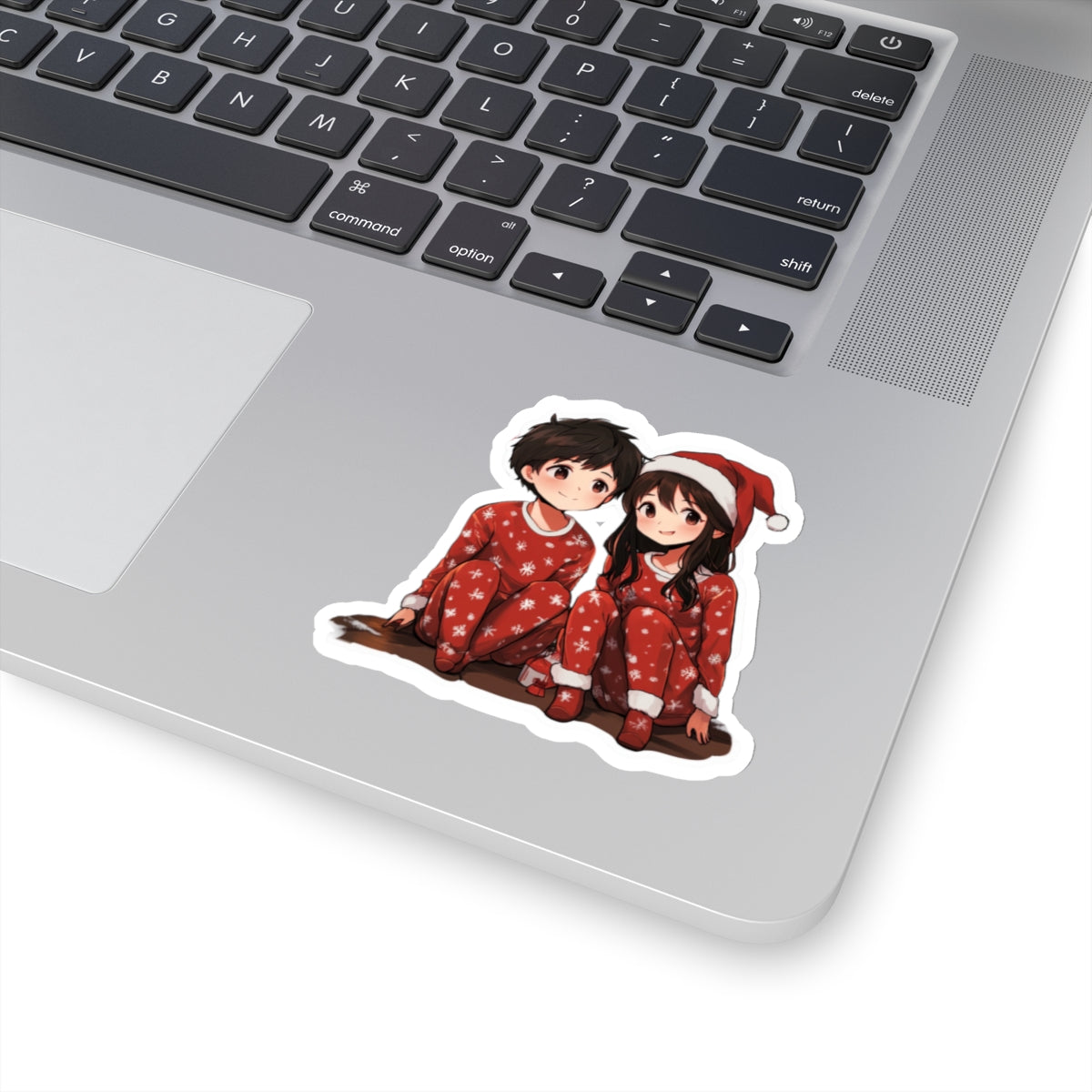 Cute Holiday Pajama Kiss-Cut Stickers - Festive Couple Design for Gifts and Decor