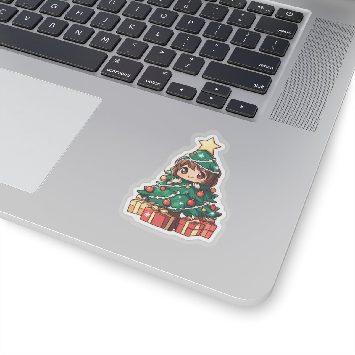 Cute Christmas Tree Girl Kiss-Cut Stickers - Festive Holiday Decor for Laptop, Water Bottle, and Gifts