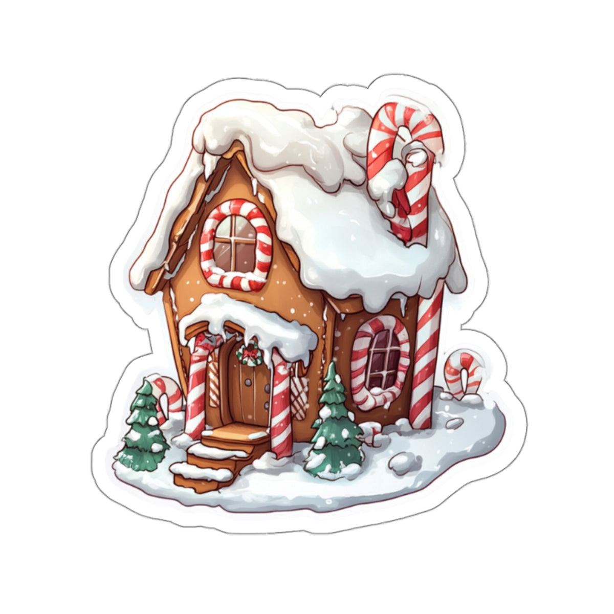 Festive Gingerbread House Kiss-Cut Stickers | Holiday Decor for Laptops and Gifts