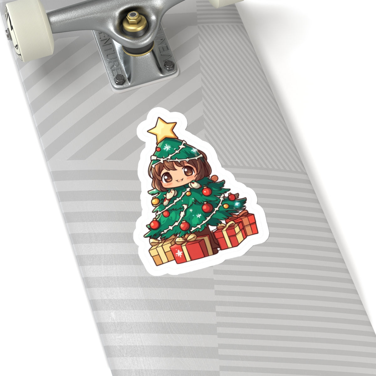 Cute Christmas Tree Girl Kiss-Cut Stickers - Festive Holiday Decor for Laptop, Water Bottle, and Gifts